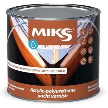 Лак акрил-поліуретановий яхтовий шовковисто-матовий TM "Мікs color" 2,5 кг 33009106 фото
